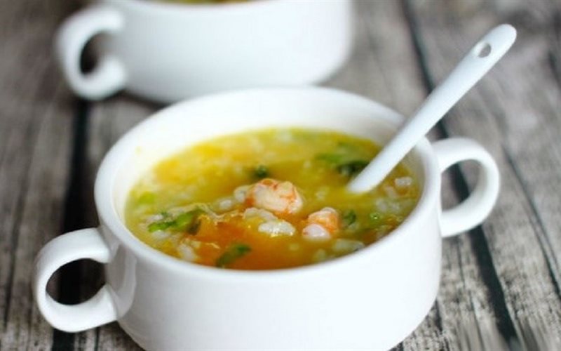 Cháo tôm bí đỏ giúp ngăn ngừa thiếu máu trong thời gian mang thai